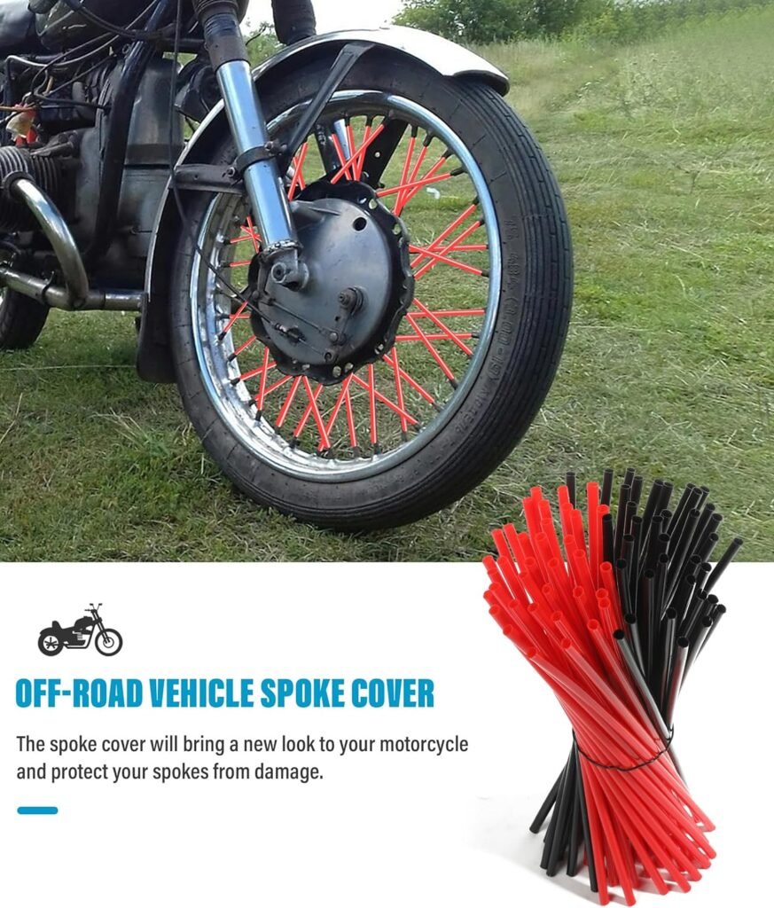 RACOONA Spoke Skins,Spoke Covers,Mixed 72Pcs Bike Spokes,Car Accessories Bike Spoke Covers,Motorcycle Spoke Covers Wraps Protector,Spoke Rims Wraps Spoke Sleeves for Dirt Bike,Motocross (red+black)