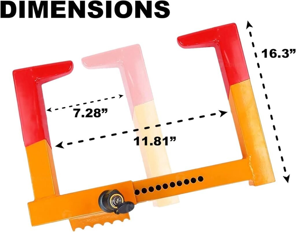 VaygWay Tire Clamp Universal Wheel Lock- Heavy Duty Security Metal Boot Stabilizer Anti Theft Wheel Chock Lock Car Trailer Wheel-Security Travel Locking Claw Auto (2 Pack Wheel Lock Yellow/Red)