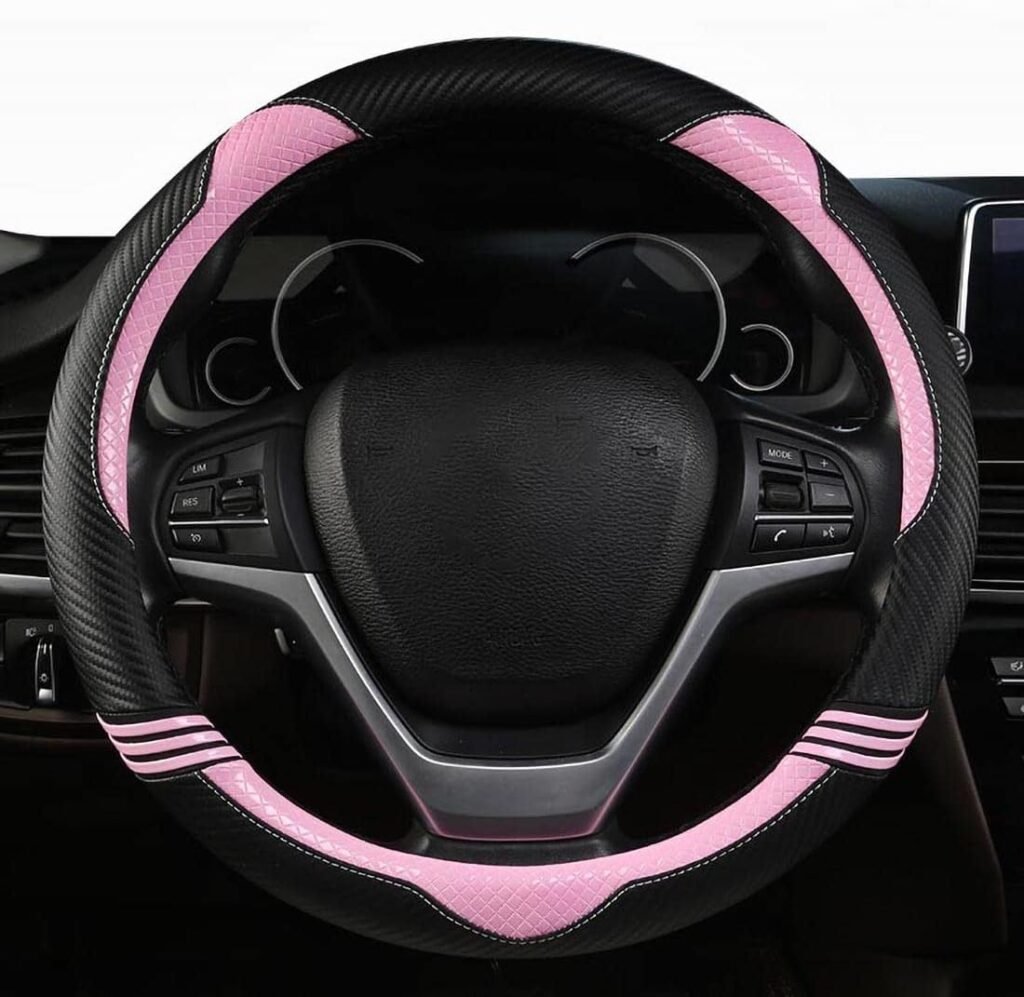 Cat Steering Wheel Cover for Women Girl Universal Microfiber Leather car Steering Wheel Covers 15 inch Anti-Slip auto Interior Accessories (B Blue)