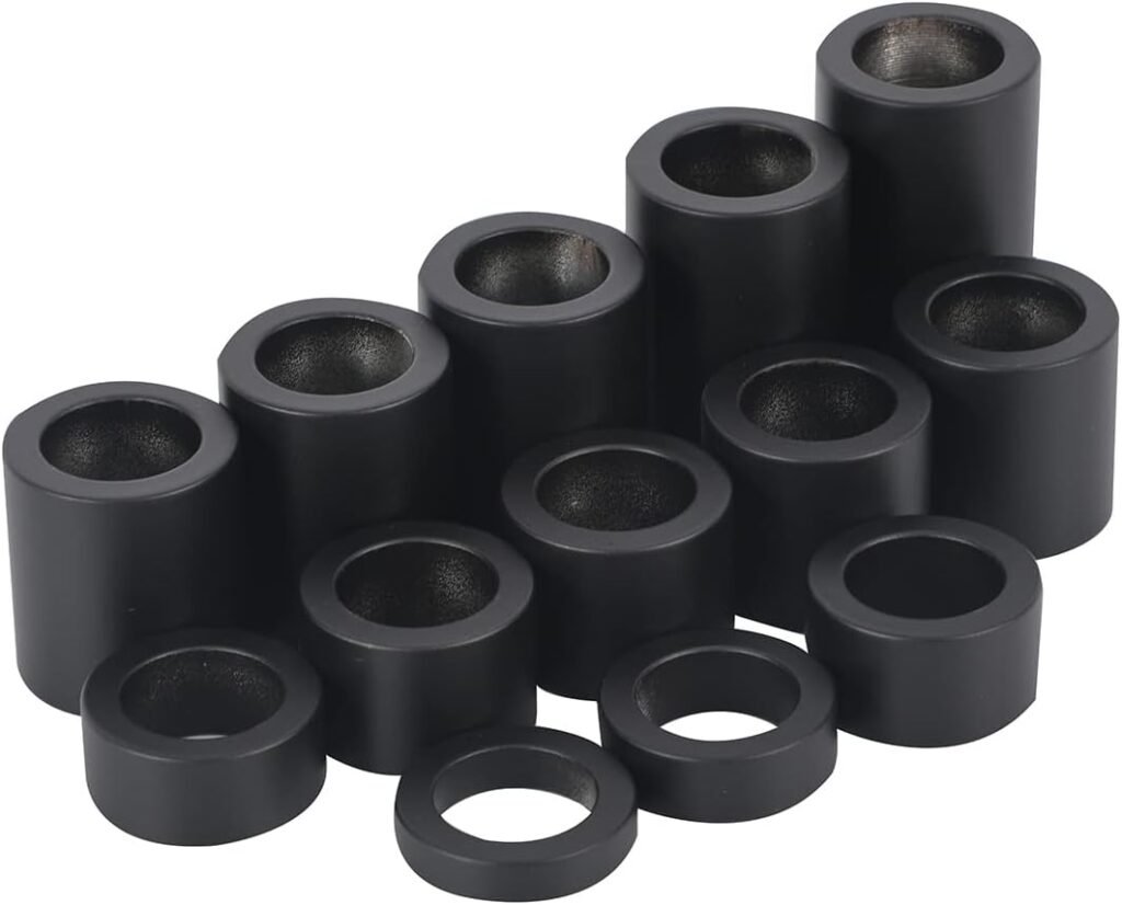 13 Piece O.D. 1-1/8 Wheel Spacer for 3/4 Axle Compatible with the Harley Motorcycle Custom Bobber and Chopper Black