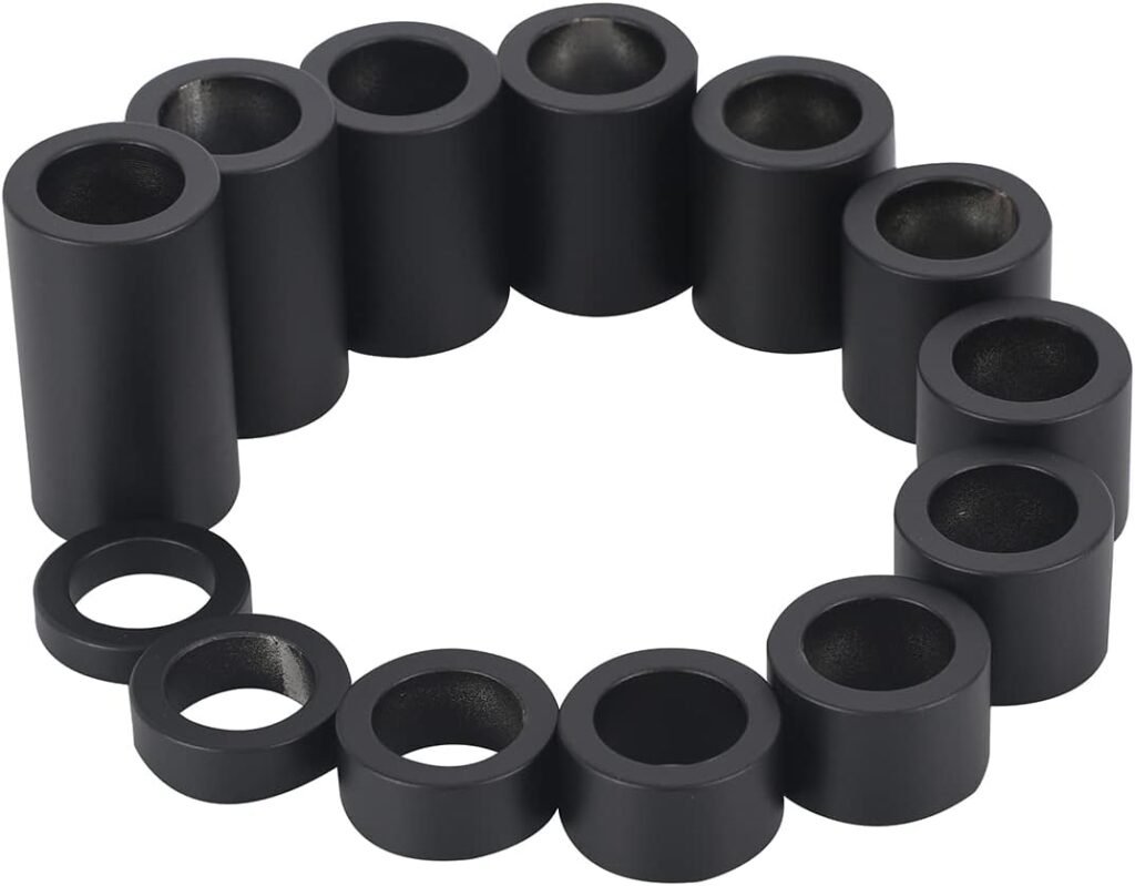 13 Piece O.D. 1-1/8 Wheel Spacer for 3/4 Axle Compatible with the Harley Motorcycle Custom Bobber and Chopper Black